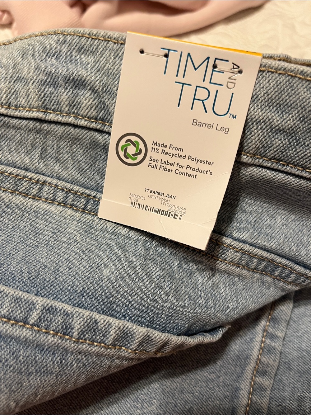 Time and Tru Light Blue High-Rise Barrel Jeans - Picture 6 of 7